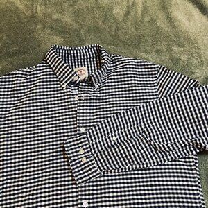 Brooks Brothers Red Fleece blue gingham long 100% cotton button down shirt Large